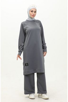 ست بالاتنه و پائین تنه حجاب طوسی زنانه Relaxed sefamerve - کد 892006898