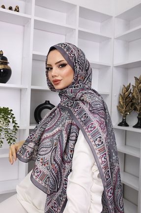 شال طوسی زنانه ابریشم feronis - کد 892027165