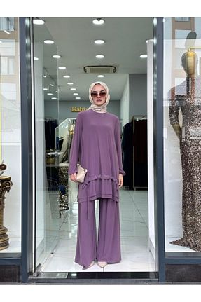 ست بالاتنه و پائین تنه حجاب بنفش زنانه Relaxed NS Moda - کد 892039170