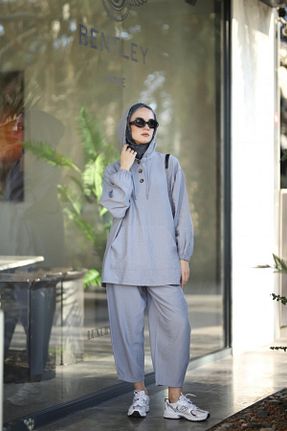 ست بالاتنه و پائین تنه حجاب طوسی Relaxed NS Moda - کد 892249853