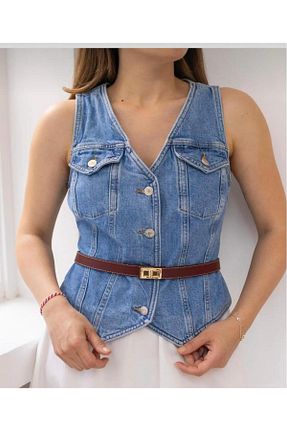 کمربند زرشکی زنانه چرم مصنوعی MODAM HİFA - کد 892185960