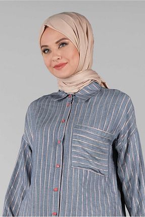 تونیک حجاب سرمه ای زنانه پنبه ای TRENDTESETTÜR - کد 58717977