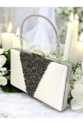 کیف مجلسی سفید زنانه فلزی MidStore - کد 898820791