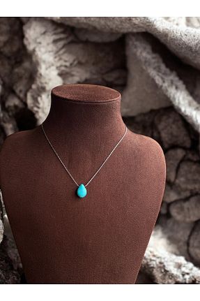 گردنبند استیل ( فولاد ) آبی زنانه سنگ طبیعی AURA GARDEN - کد 892051290