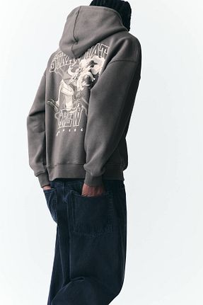 سوئیشرت طوسی مردانه چاپی Pull & Bear - کد 892081295