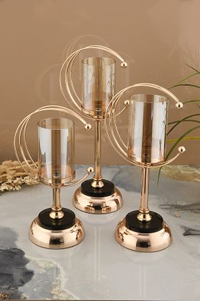 شمعدان و شمع گیر زرد فلزی AKSESUAR EVRENİ - کد 892082945