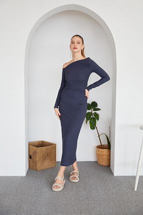 دامن سرمه ای زنانه پارچه Fullamoda - کد 892236403