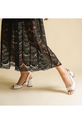 صندل سفید زنانه پاشنه ضخیم Chic Via - کد 892261259