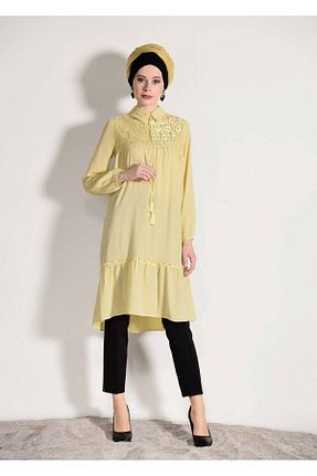 تونیک حجاب زرد زنانه ویسکون TRENDTESETTÜR - کد 86183553