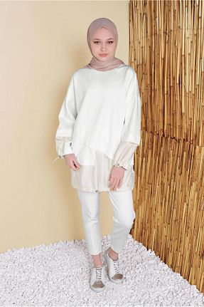 شلوار حجاب سفید زنانه پنبه پلی استر TRENDTESETTÜR - کد 92475310