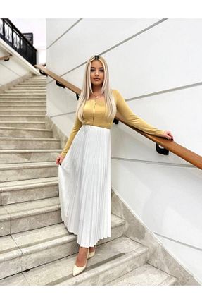 دامن سفید زنانه پنبه پلی استر BLUSS - کد 892233780