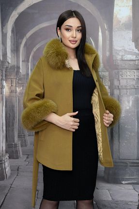 پالتو پشمی خاکی زنانه دو سینه Eccim Fashion - کد 893363683