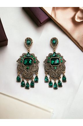 گوشواره جواهر سبز میخ FAYRA ACCESSORIES - کد 892283746