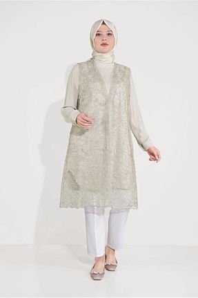 تونیک حجاب بژ زنانه ویسکون TRENDTESETTÜR - کد 312410071