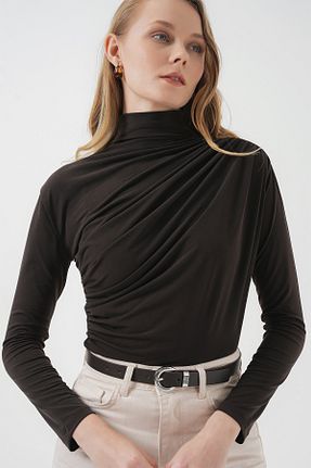 بلوز قهوه ای زنانه ساده Bigdart - کد 892311120