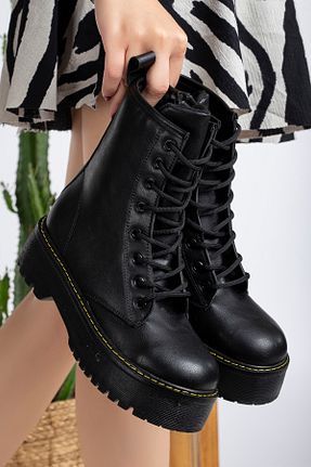 بوت / نیم بوت مشکی زنانه چرم مصنوعی Abay Shoes - کد 869200093