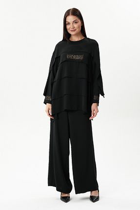 ست بالاتنه و پائین تنه مشکی زنانه بافتنی MAQ DESIGN - کد 892343207