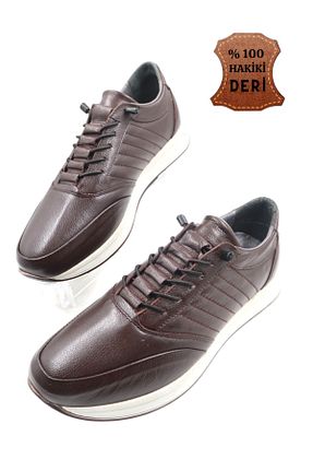 کفش کژوال قهوه ای مردانه چرم خالص nazenintasarımlar - کد 892402193