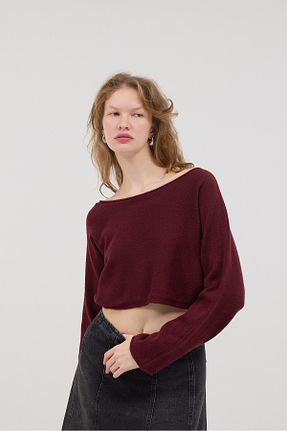 پلیور زرشکی زنانه ساده Addax - کد 867304827
