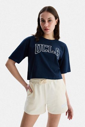 تیشرت سرمه ای زنانه اورسایز Ucla - کد 308694420