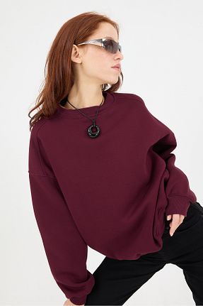 سوئیشرت زرشکی زنانه ساده Addax - کد 855653542