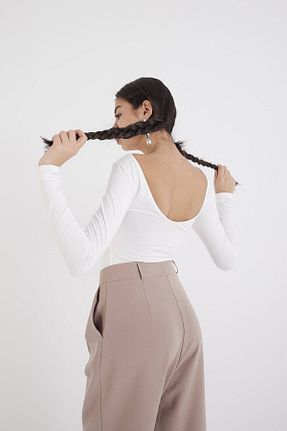 بلوز سفید زنانه ساده Addax - کد 775652992