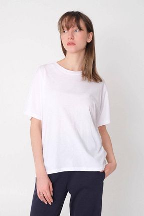 تیشرت سفید زنانه اورسایز Addax - کد 35507933