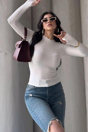 بلوز سفید زنانه ساده AYZİ - کد 892358042