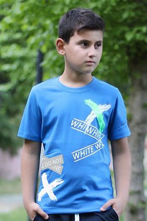 تیشرت آبی بچه گانه رگولار FYK KİDS - کد 259432925