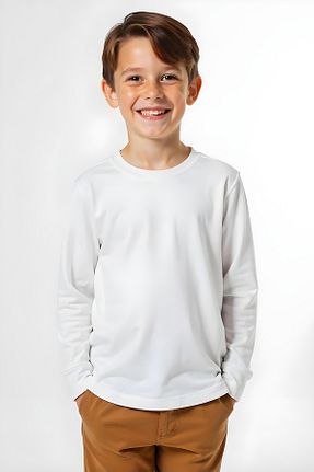 سوئیشرت سفید بچه گانه ساده FYK KİDS - کد 774979170