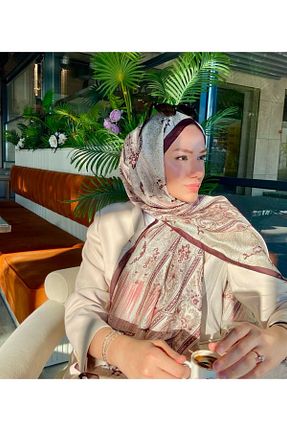 دستمال گردن قهوه ای زنانه ابریشم diorel - کد 890954897