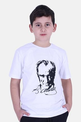 تیشرت سفید بچه گانه رگولار FYK KİDS - کد 263724770