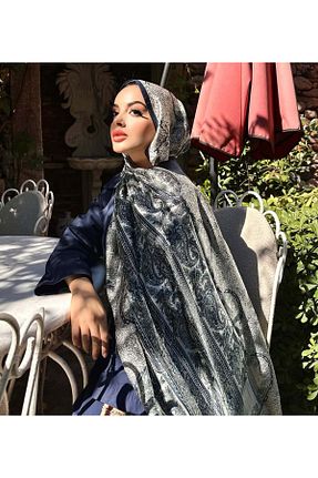 دستمال گردن سرمه ای زنانه ابریشم diorel - کد 890954405