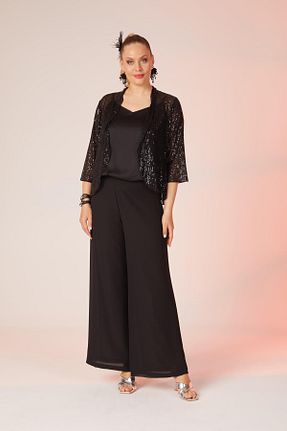 شلوار مشکی زنانه شیفون Lema - کد 893567151
