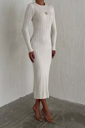 لباس سفید زنانه تریکو Asfa Moda - کد 892443003
