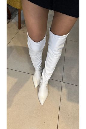 چکمه سفید زنانه چرم مصنوعی İstanbul - کد 892400227