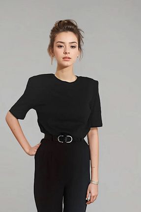 تیشرت مشکی زنانه Straight poupee - کد 813872683