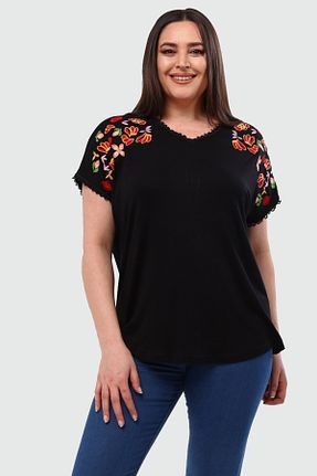 بلوز سایز بزرگ مشکی زنانه سایز بزرگ Ebsumu - کد 249637252