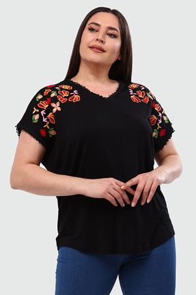 بلوز سایز بزرگ مشکی زنانه سایز بزرگ Ebsumu - کد 249637252