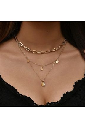 گردنبند جواهر طلائی زنانه استیل ضد زنگ Alze Beauty - کد 892434928