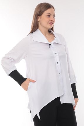 پیراهن سایز بزرگ سفید زنانه سایز بزرگ Zedd+ Plus - کد 892419927