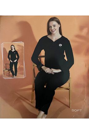 ست لباس راحتی مشکی زنانه ساده enmodaiçgiyim - کد 892429529