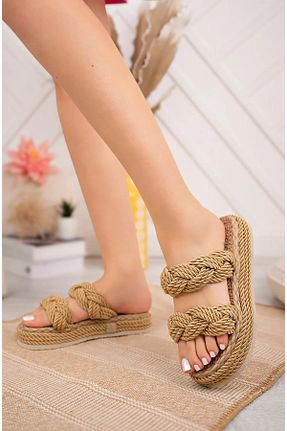 دمپائی طلائی زنانه حصیر moun shoes - کد 892458398
