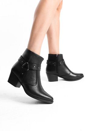 بوت / نیم بوت مشکی زنانه چرم خالص Dericalle shoes - کد 834980965