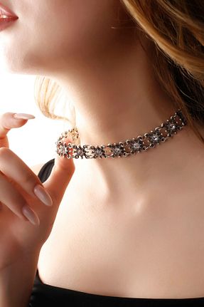 گردنبند جواهر طوسی زنانه روکش نقره MATYA JEWELERY - کد 892450170