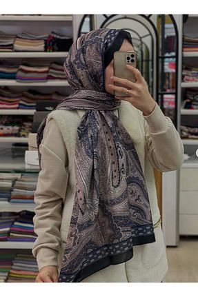شال سرمه ای زنانه پنبه ای İpekseli - کد 892459849