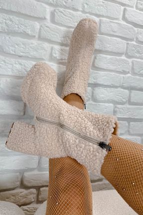 بوت / نیم بوت بژ زنانه پارچه ای Shoebutik - کد 892497803