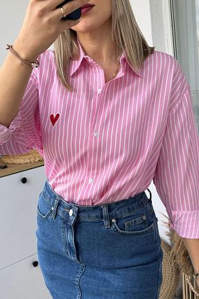 پیراهن صورتی زنانه اورسایز Kubos Moda - کد 892591299