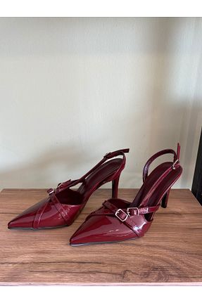کفش پاشنه بلند کلاسیک زرشکی زنانه چرم لاکی CHERİE - کد 893880936