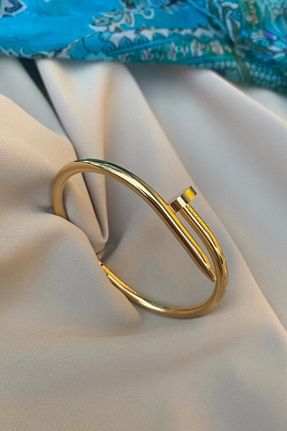 دستبند استیل (فولاد) طلائی زنانه استیل (فولاد) novon - کد 207356924